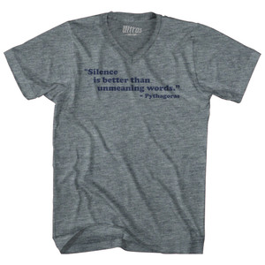 Silence Is Better Than Unmeaning Words Pythagoras Tri-Blend V-neck Womens Junior Cut T-shirt-Athletic Grey