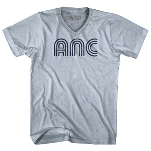 Anchorage ANC Airport Adult Tri-Blend V-neck T-shirt - Athletic  White