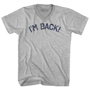 I'm Back Adult Cotton V-neck T-shirt - Grey Heather