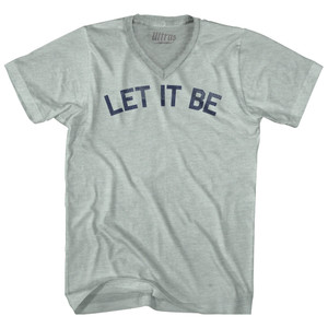 Let It Be Adult Tri-Blend V-neck T-shirt-Athletic Cool Grey