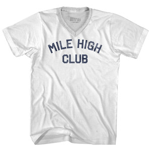 Mile High Club Adult Tri-Blend V-neck T-shirt-White