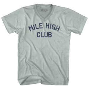 Mile High Club Adult Tri-Blend V-neck T-shirt - Athletic Cool Grey