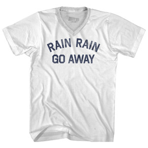 Rain Rain Go Away Adult Tri-Blend V-neck T-shirt - White