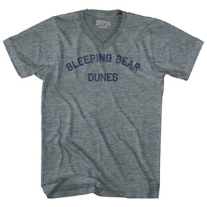 Sleeping Bear Dunes Adult Tri-Blend V-neck T-shirt-Athletic Grey