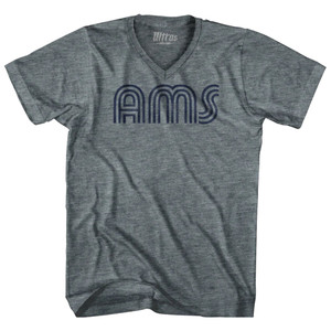 Amsterdam AMS Airport Adult Tri-Blend V-neck T-shirt - Athletic Grey Amsterdam AMS Airport Adult Tri-Blend V-neck T-shirt - Athletic Grey