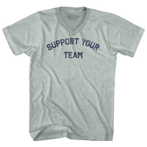 Support Your Team Adult Tri-Blend V-neck T-shirt - Athletic Cool Grey Support Your Team Adult Tri-Blend V-neck T-shirt - Athletic Cool Grey