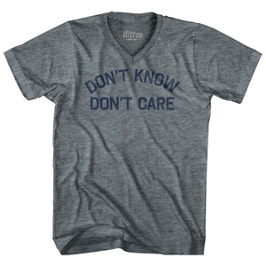 Dont Know Dont Care Adult Tri-Blend V-Neck T-Shirt-Athletic Grey