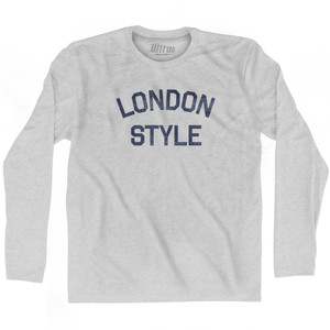 London Style Adult Cotton Long Sleeve T-Shirt - Grey Heather