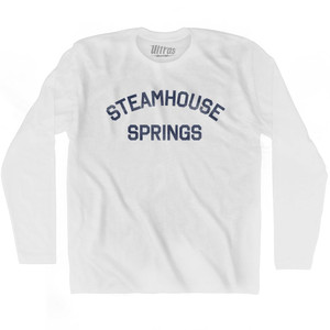 Steamhouse Springs Adult Cotton Long Sleeve T-Shirt - White