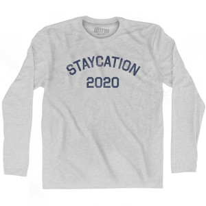Staycation 2020 Adult Cotton Long Sleeve T-Shirt - Grey Heather
