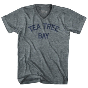 Tea Tree Bay Adult Tri-Blend V-Neck T-Shirt-Athletic Grey
