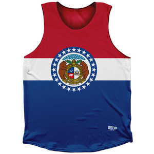 Missouri State Flag Athletic Tank Top-Red Blue