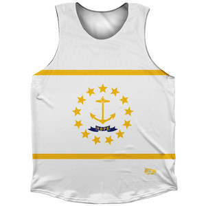Rhode Island State Flag Athletic Tank Top - White