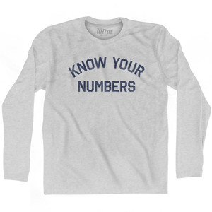 Know Your Numbers Adult Cotton Long Sleeve T-Shirt-Grey Heather Know Your Numbers Adult Cotton Long Sleeve T-Shirt-Grey Heather