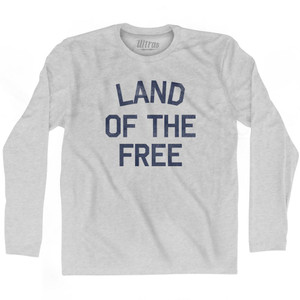 Land Of The Free Adult Cotton Long Sleeve T-Shirt - Grey Heather Land Of The Free Adult Cotton Long Sleeve T-Shirt - Grey Heather