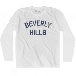 Beverly Hills Adult Cotton Long Sleeve T-Shirt - White