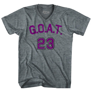 Goat 23 Purple Art Tri-Blend V-Neck Womens Junior Cut T-Shirt - Athletic Grey Goat 23 Purple Art Tri-Blend V-Neck Womens Junior Cut T-Shirt - Athletic Grey