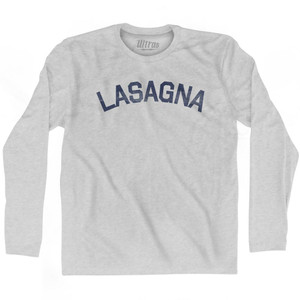 Lasagna Adult Cotton Long Sleeve T-shirt - Grey Heather