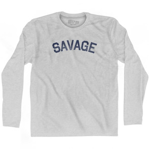 Savage Adult Cotton Long Sleeve T-shirt - Grey Heather