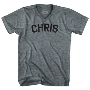 Chris Adult Tri-Blend V-neck Womens Junior Cut T-shirt - Athletic Grey