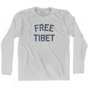 Free Tibet Adult Cotton Long Sleeve T-Shirt - Grey Heather