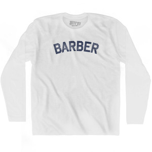 BARBER Adult Cotton Long Sleeve T-shirt - White