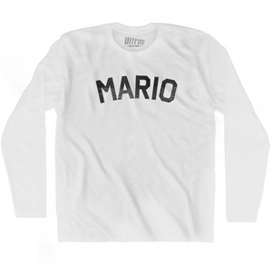 Mario Adult Cotton Long Sleeve T-shirt-White