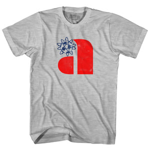 Philadelphia Atoms Red A and Blue Soccer Ball Logo Adult Cotton T-Shirt - Grey Heather Philadelphia Atoms Red A and Blue Soccer Ball Logo Adult Cotton T-Shirt - Grey Heather