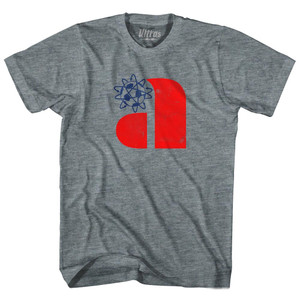 Philadelphia Atoms Red A and Blue Soccer Ball Logo Womens Tri-Blend Junior Cut T-Shirt-Athletic Grey Philadelphia Atoms Red A and Blue Soccer Ball Logo Womens Tri-Blend Junior Cut T-Shirt-Athletic Grey