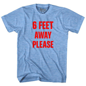 6 Feet Away Please Covid-19 Coronavirus Adult Tri-Blend T-shirt (RED) - Athletic Blue