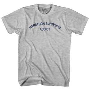 Marathon Swimming Addict Womens Cotton Junior Cut T-Shirt - Grey Heather Marathon Swimming Addict Womens Cotton Junior Cut T-Shirt - Grey Heather
