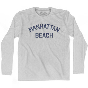 Manhattan Beach Adult Cotton Long Sleeve T-Shirt - Grey Heather