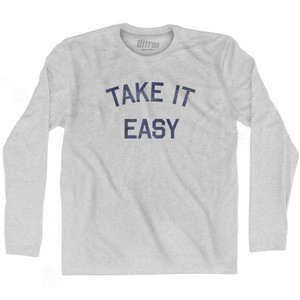 Take It Easy Adult Cotton Long Sleeve T-Shirt - Grey Heather