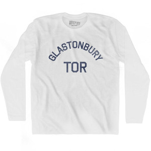 Glastonbury Tor Adult Cotton Long Sleeve T-Shirt - White