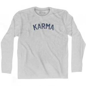 Karma Adult Cotton Long Sleeve T-Shirt - Grey Heather