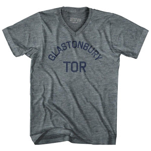 Glastonbury Tor Adult Tri-Blend V-Neck Womens Junior Cut T-Shirt - Athletic Grey Glastonbury Tor Adult Tri-Blend V-Neck Womens Junior Cut T-Shirt - Athletic Grey