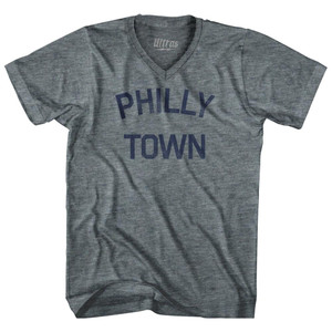 Philly Town Adult Tri-Blend V-Neck Womens Junior Cut T-Shirt - Athletic Grey