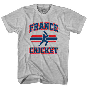 France 90's Cricket Team Cotton Adult T-shirt-Grey Heather France 90's Cricket Team Cotton Adult T-shirt-Grey Heather