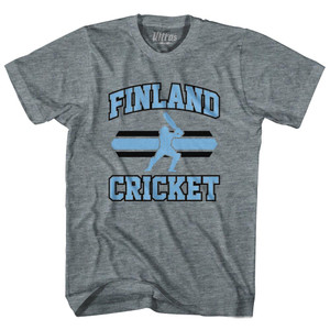 Finland 90's Cricket Team Tri-Blend Adult T-shirt-Athletic Grey