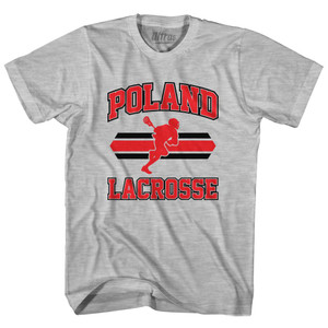 Poland 90's Lacrosse Team Cotton Adult T-shirt - Grey Heather