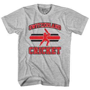 Switzerland 90's Cricket Team Cotton Adult T-shirt - Grey Heather Switzerland 90's Cricket Team Cotton Adult T-shirt - Grey Heather