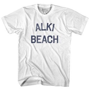 Washington Alki Beach Womens Cotton Junior Cut Vintage T-shirt - White