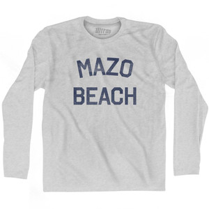 Wisconsin Mazo Beach Adult Cotton Long Sleeve Vintage T-shirt - Grey Heather