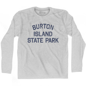 Vermont Burton Island State Park Adult Cotton Long Sleeve Vintage T-shirt - Grey Heather