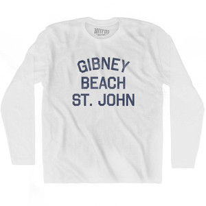 U.S. Virgin Islands Gibney Beach, St. John Adult Cotton Long Sleeve Vintage T-shirt-White