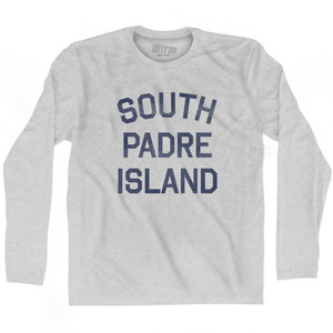 Texas South Padre Island Adult Cotton Long Sleeve Vintage T-shirt-Grey Heather