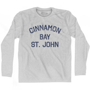 U.S. Virgin Islands Cinnamon Bay, St. John Adult Cotton Long Sleeve Vintage T-shirt - Grey Heather