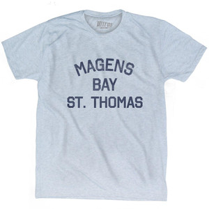 U.S. Virgin Islands Magens Bay, St. Thomas Adult Tri-Blend Vintage T-shirt - Athletic White