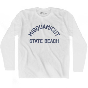 Rhode Island Misquamicut State Beach Adult Cotton Long Sleeve Vintage T-shirt - White