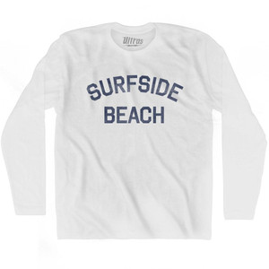 Texas Surfside Beach Adult Cotton Long Sleeve Vintage T-shirt-White Texas Surfside Beach Adult Cotton Long Sleeve Vintage T-shirt-White